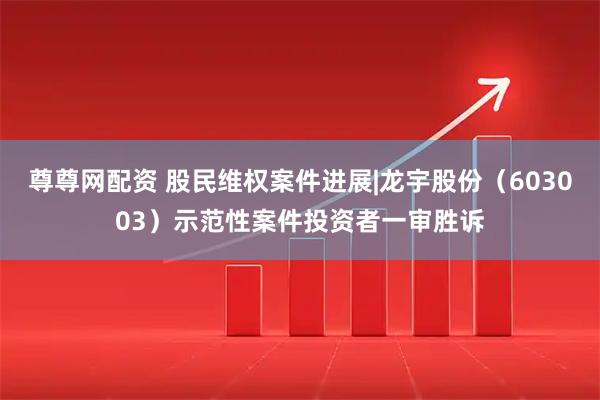 尊尊网配资 股民维权案件进展|龙宇股份（603003）示范性案件投资者一审胜诉